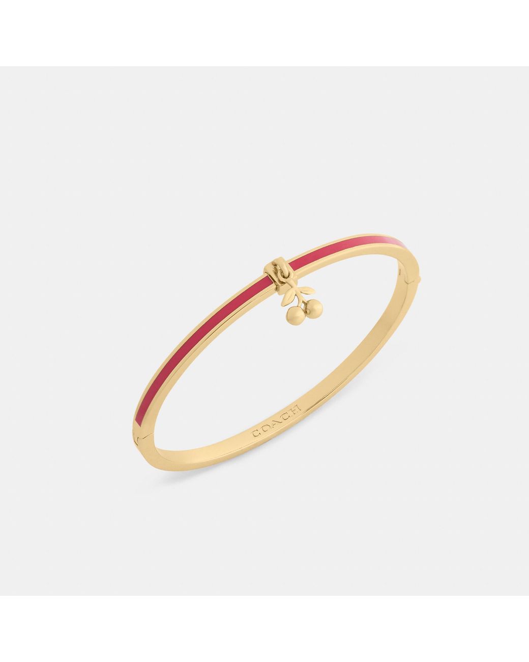 COACH Metallic Cherry Charm Enamel Thin Hinged Bangle