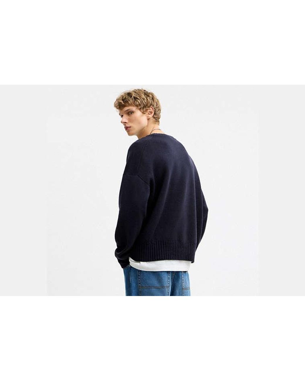 COACH Black Double Face Crewneck Sweater for men