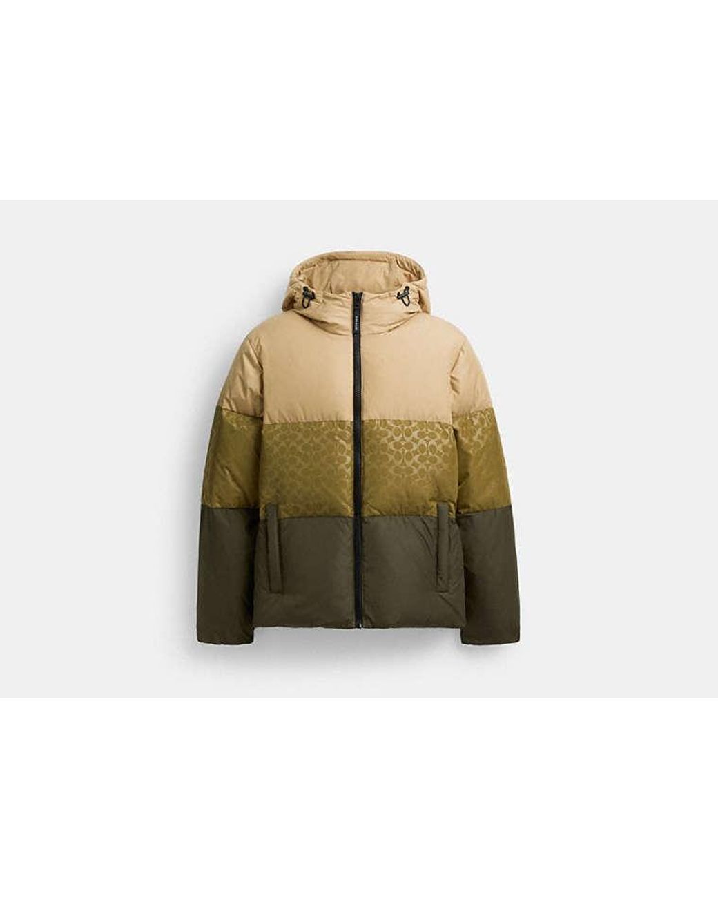 COACH Green Colorblock Down Jacket for men