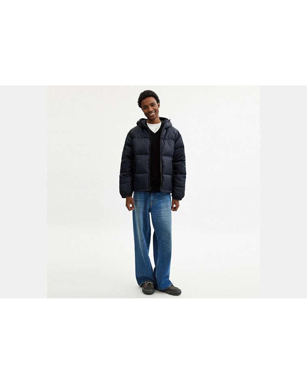 COACH Blue Tonal Signature Down Jacket for men