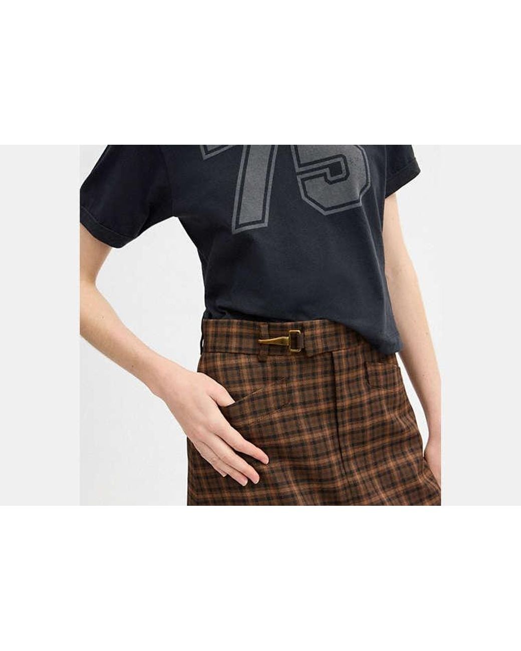 COACH Brown Yarn Dye A-Line Skirt