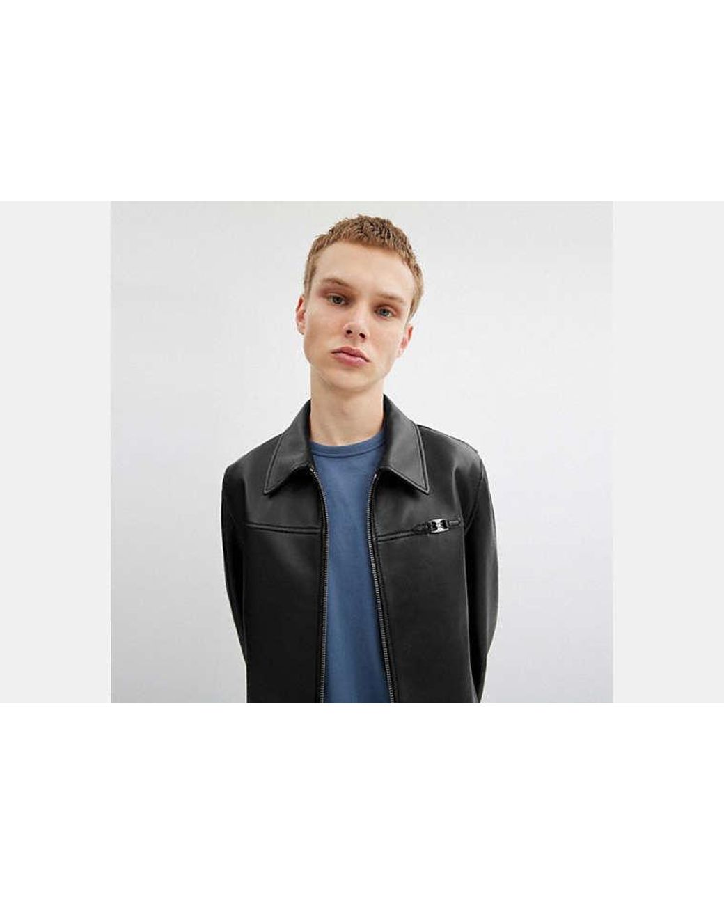 COACH Black Heritage C Lightweight Leather Jacket for men