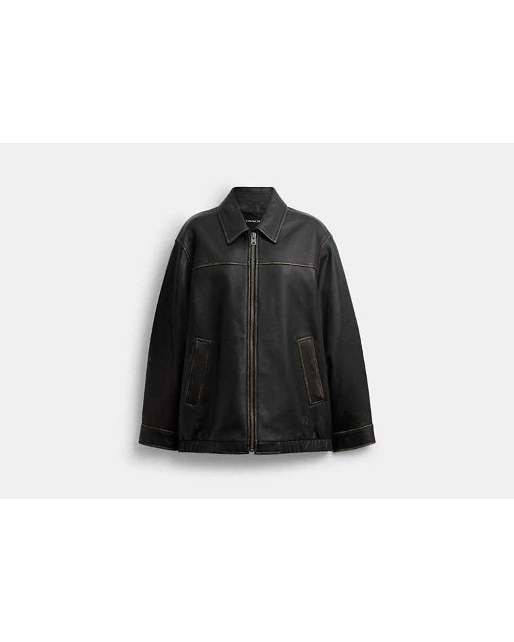 COACH Black Loved Oversized Leather Jacket