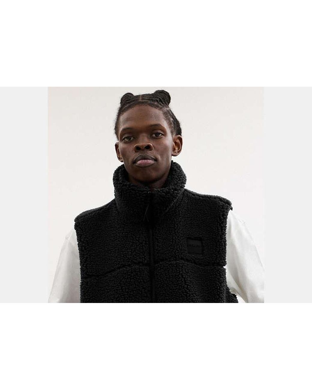 COACH Black Novelt Sherpa Vest for men