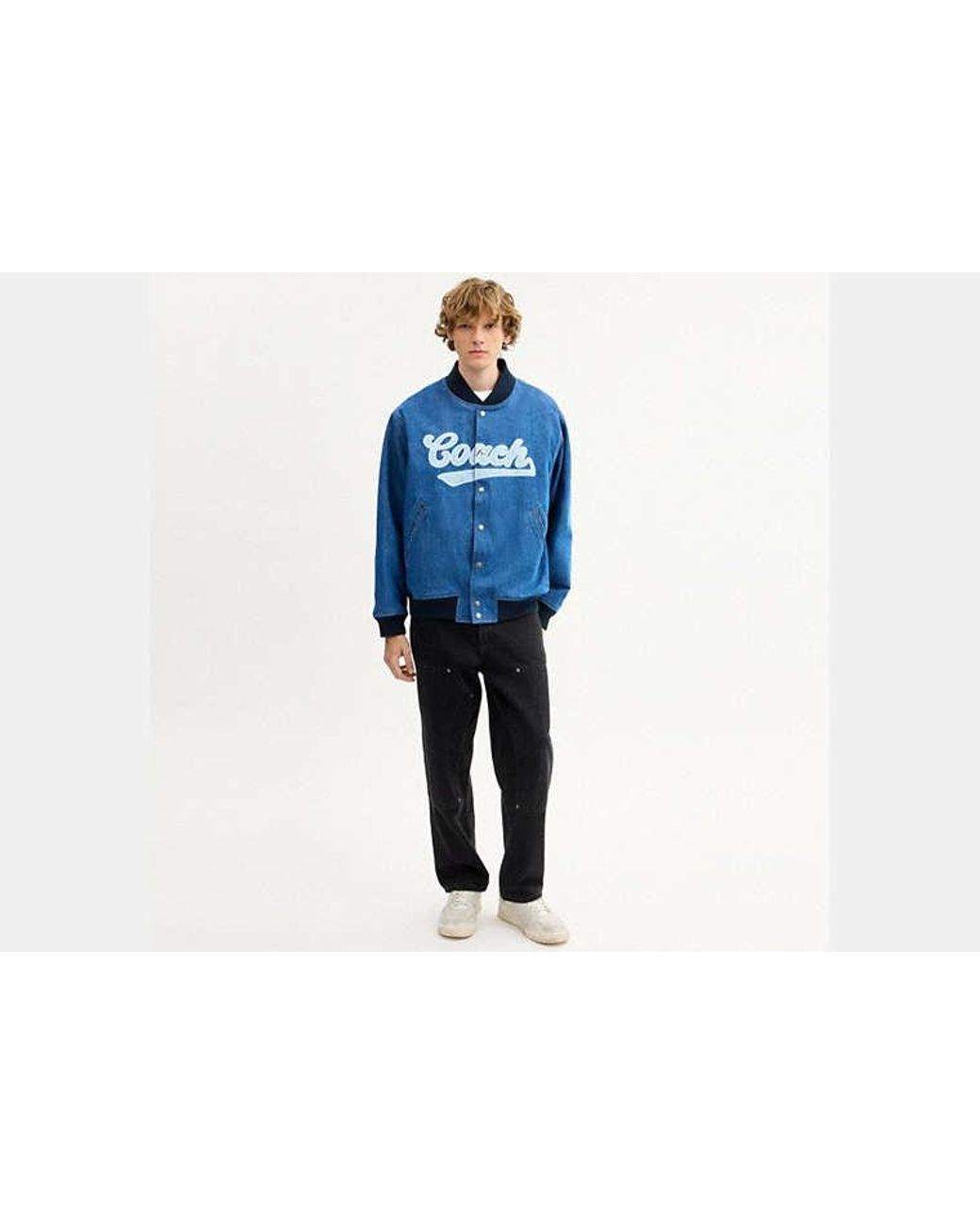 COACH Blue Denim Varsity Jacket for men