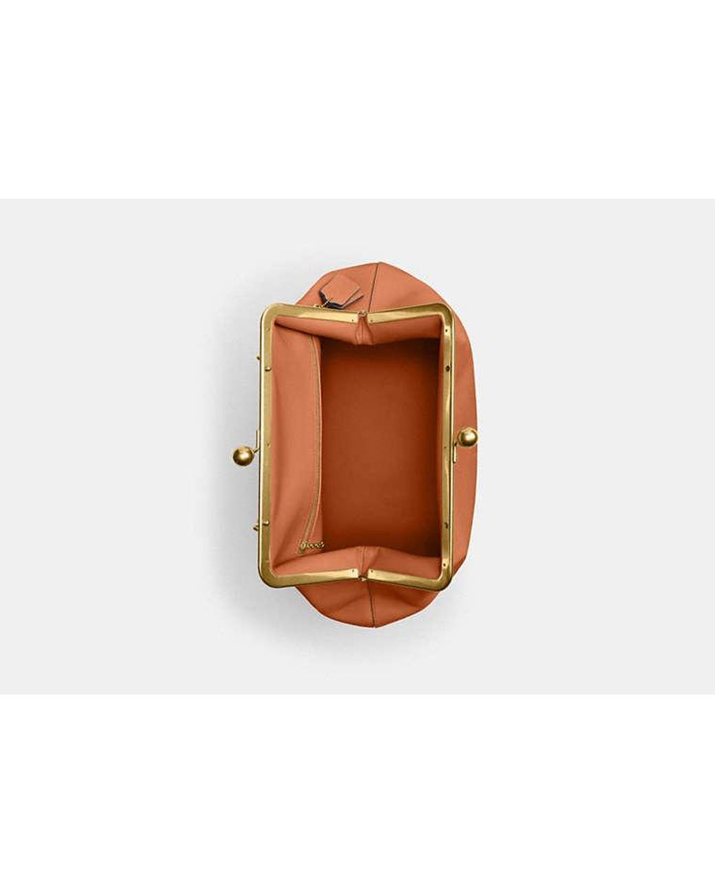 COACH Brown Large Kisslock Frame Bag
