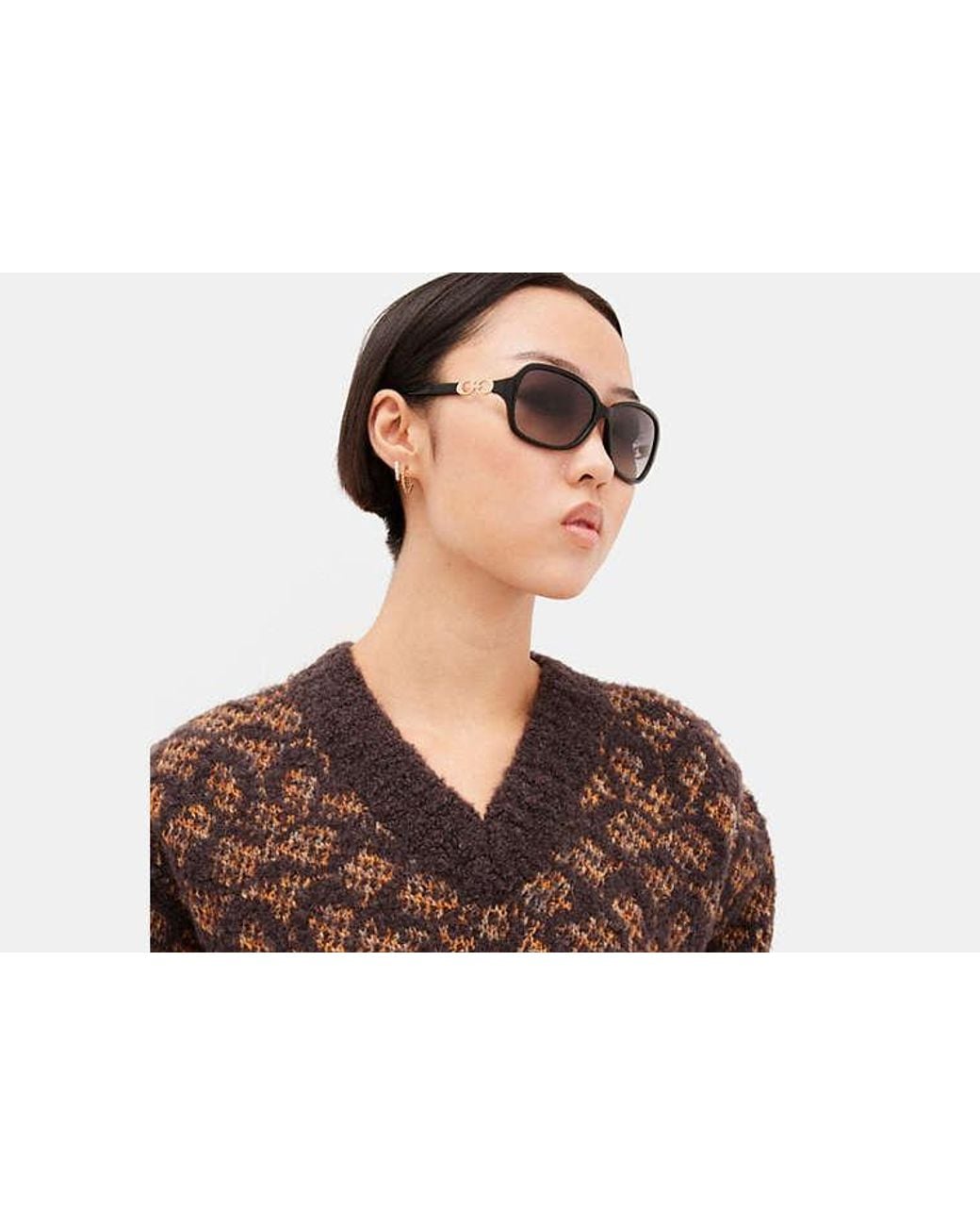 COACH Black Signature Rectangle Sunglasses