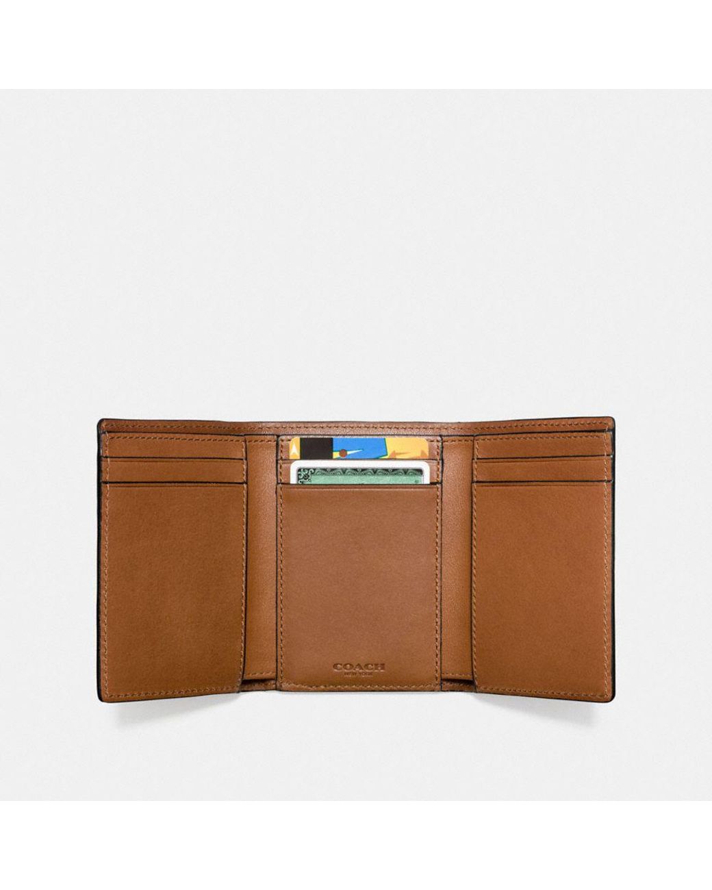 COACH Trifold Wallet In Sport Calf Leather in Brown for Men | Lyst