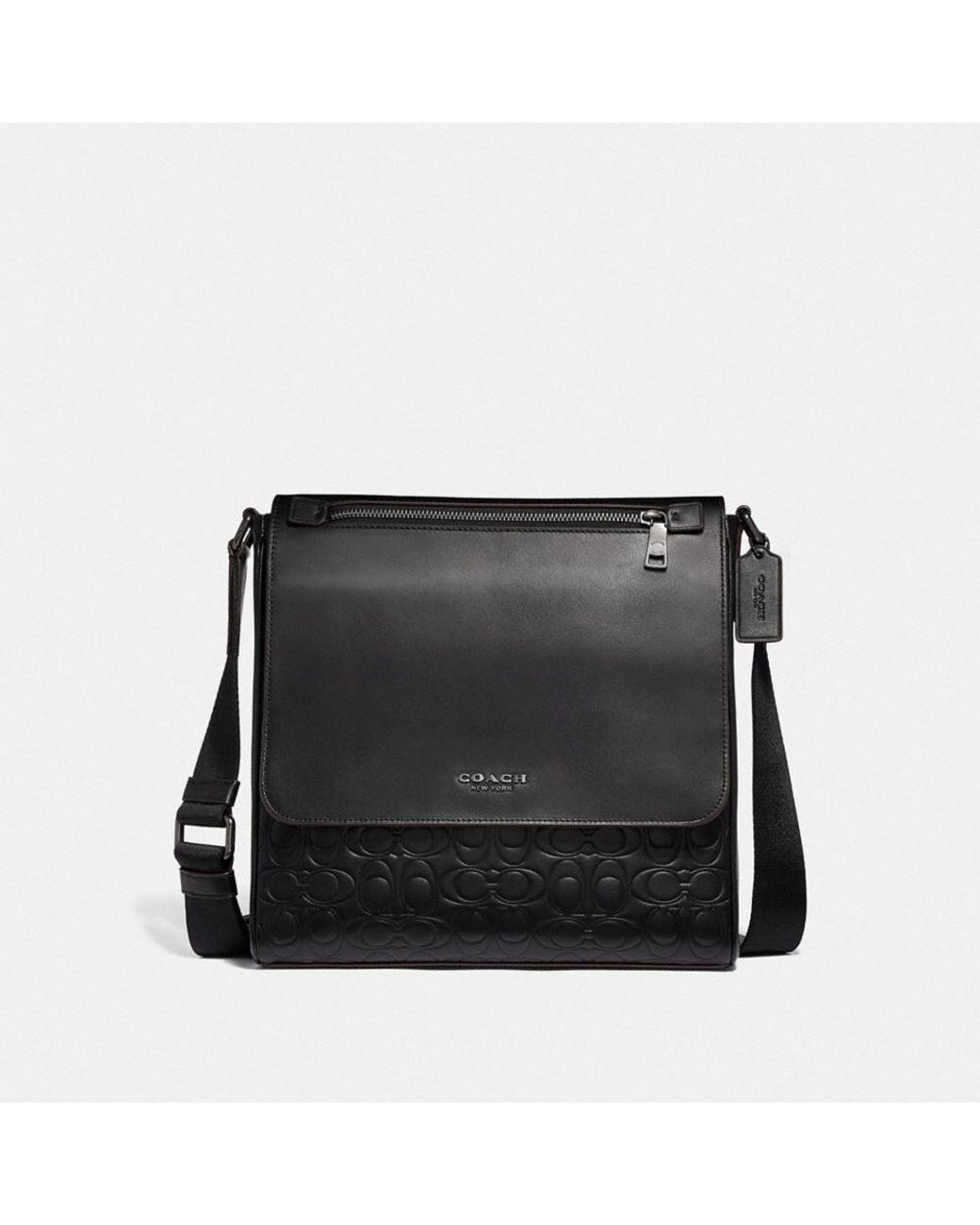 COACH Kennedy Map Bag In Signature Leather in Black for Men | Lyst