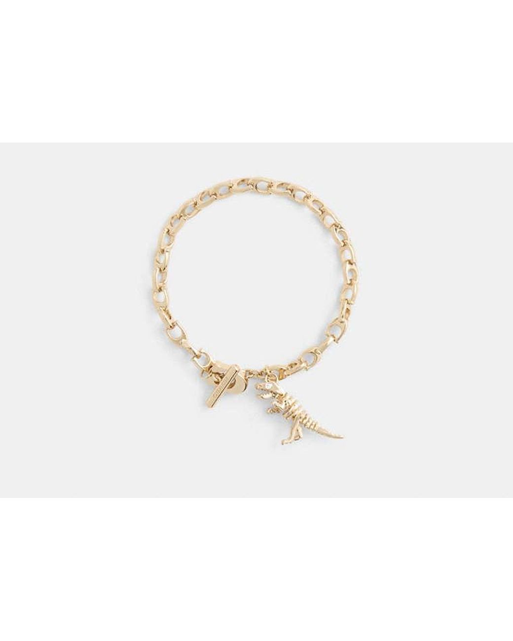 COACH Black Skeletal Rexy Signature Chain Bracelet