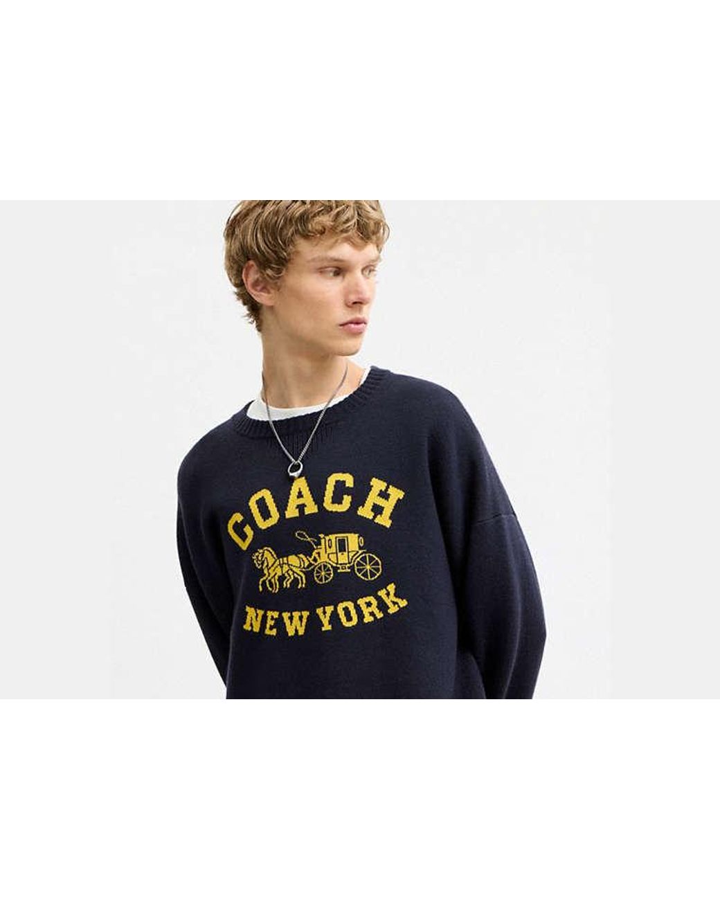 COACH Black Double Face Crewneck Sweater for men