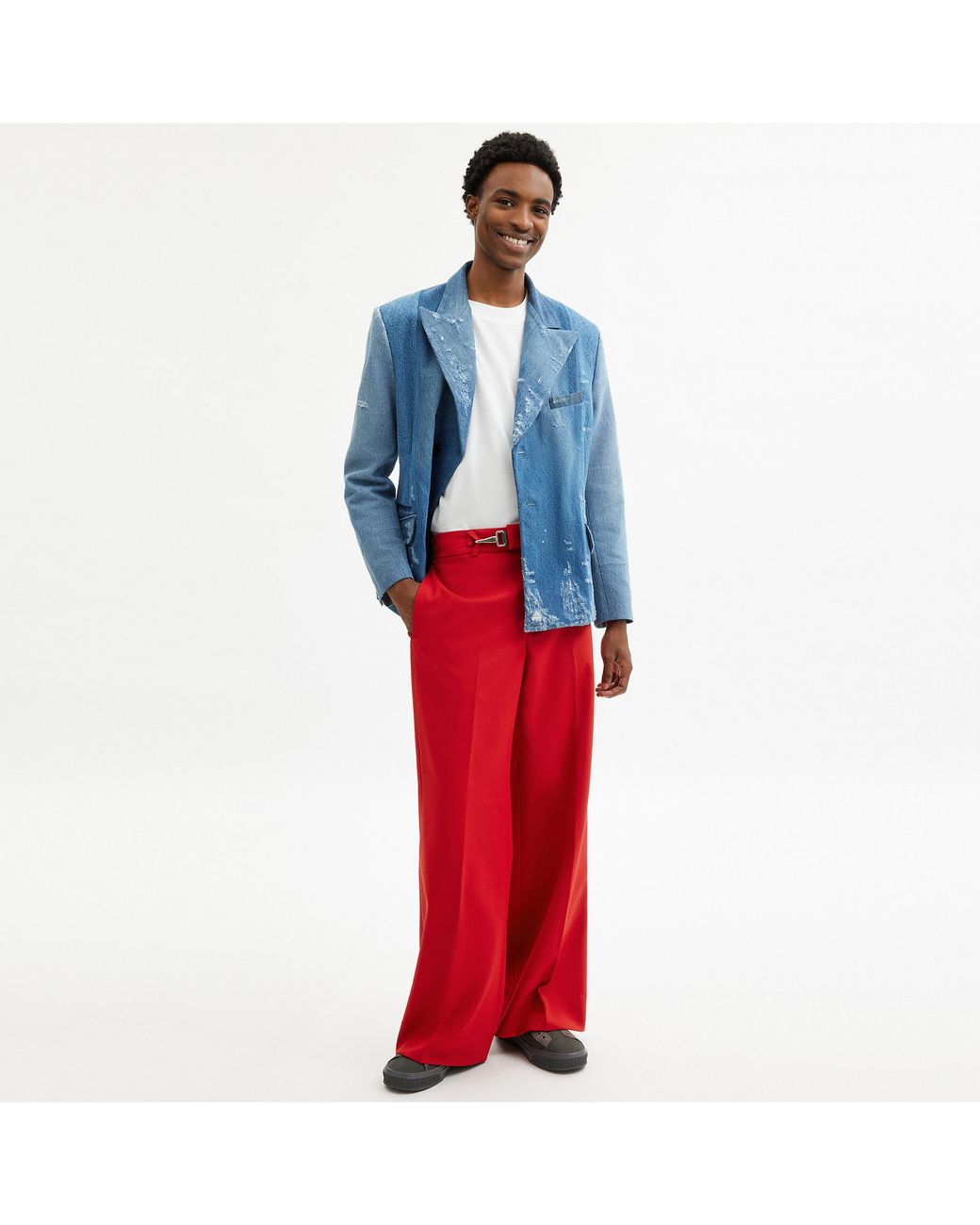COACH Red Solid Flare Trousers for men