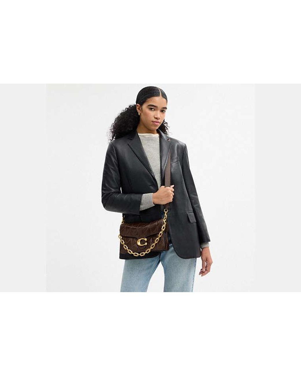 COACH Black Chain Tabby Shoulder Bag With Quilting