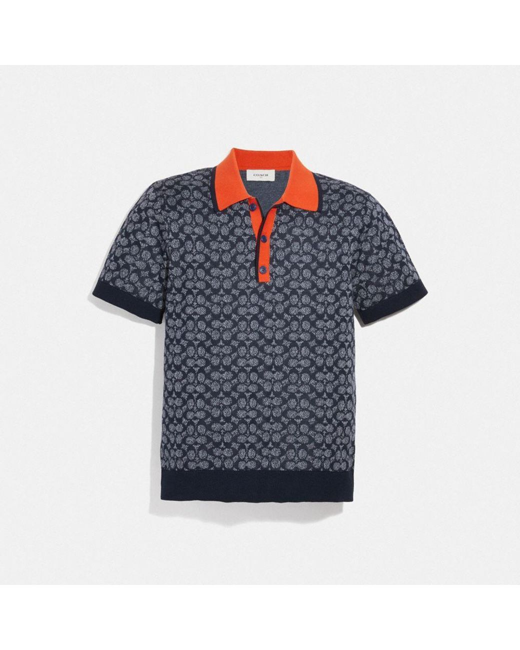 COACH Signature Knit Polo in Blue for Men | Lyst