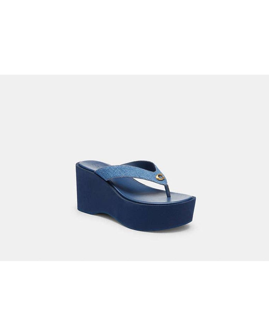 COACH Blue Sculpted C Platform Flip Flop