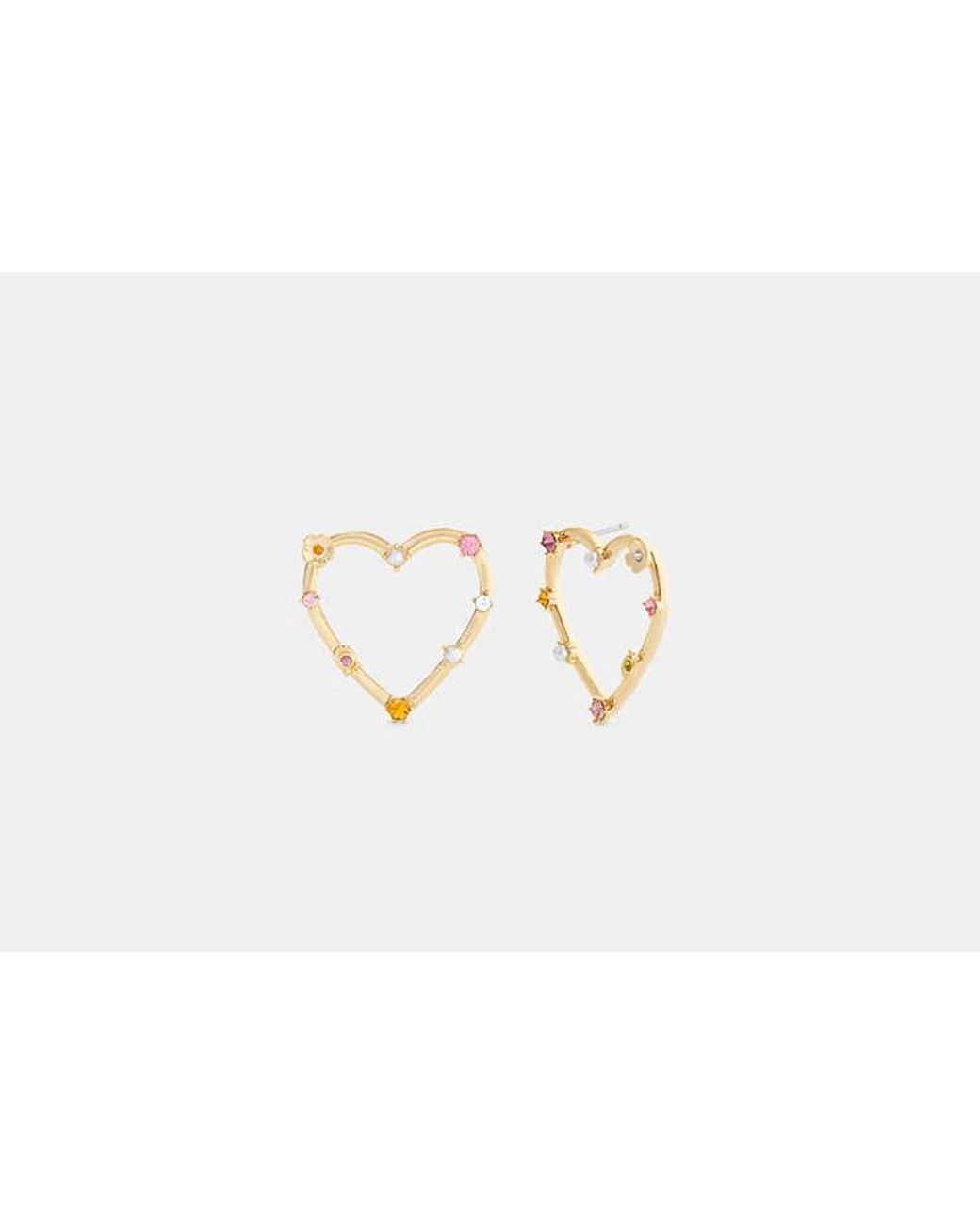 COACH Black Oversized Heart Stud Earrings