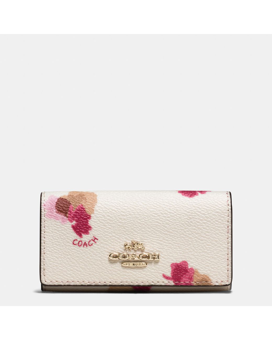 Coach Ivory Floral Six-Ring Pebbled Leather Key Case, Best Price and  Reviews