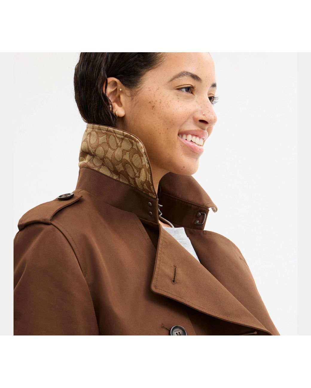 COACH Black Mid Trench Coat