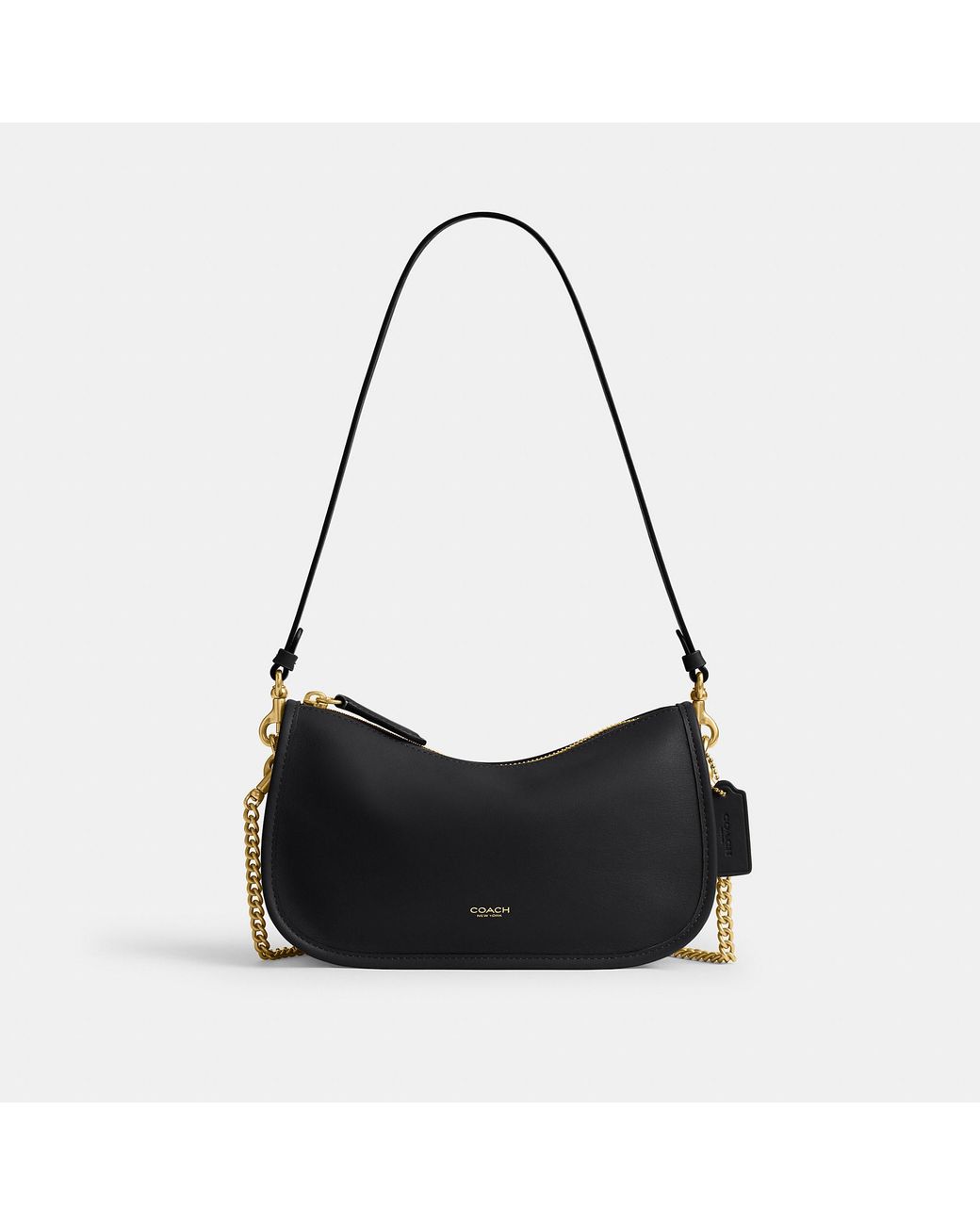 COACH Black Natural Grain Leather Waverly Bag