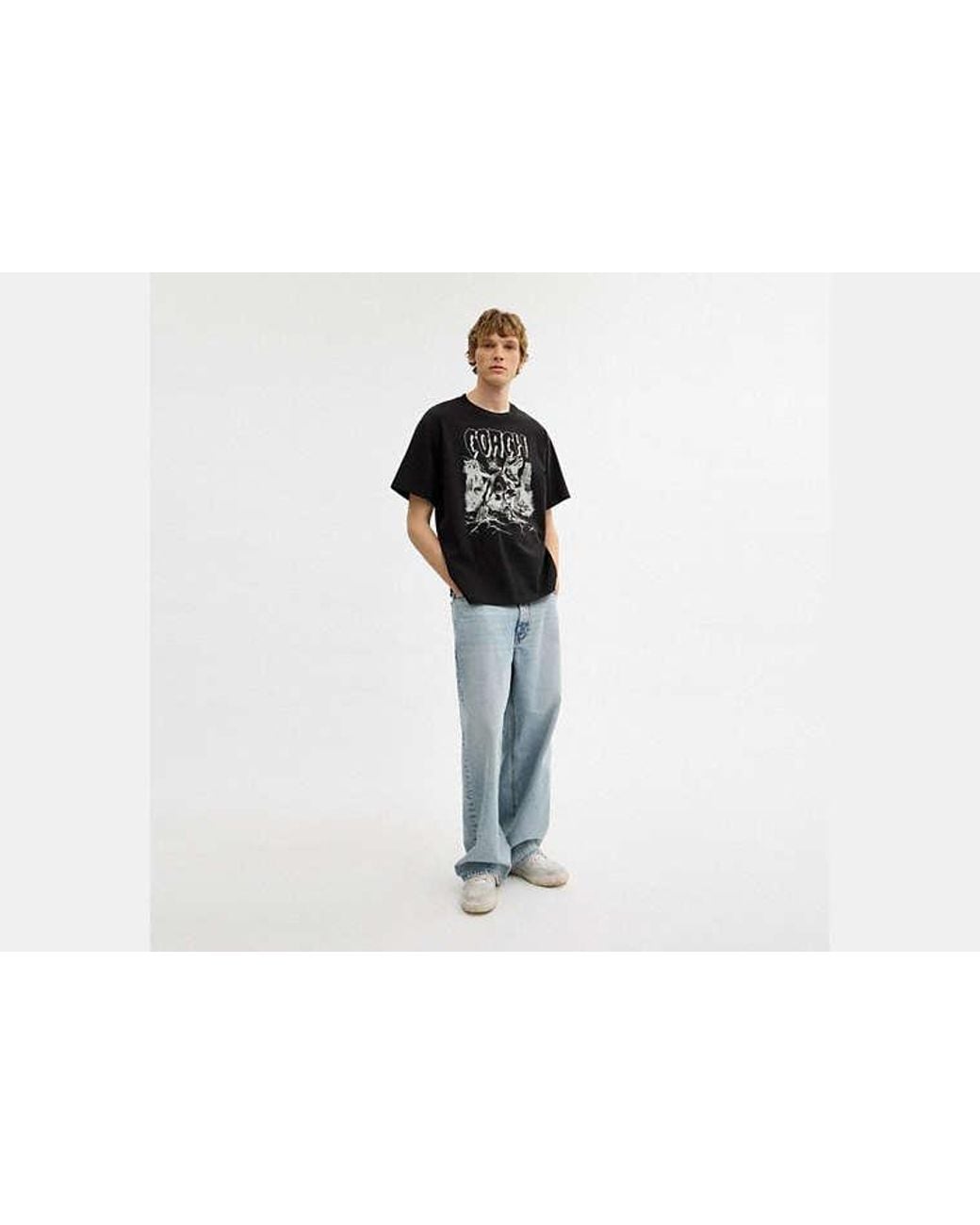 COACH Black Dinosaur City Relaxed T-Shirt for men