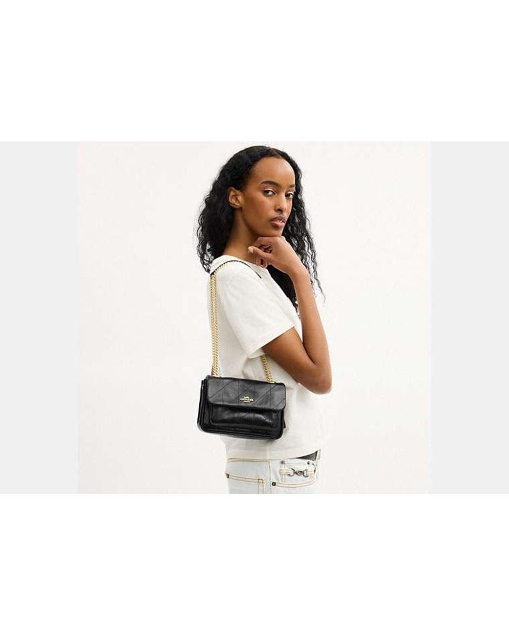 COACH Black Elodie Crossbody Bag 18 With Quilting