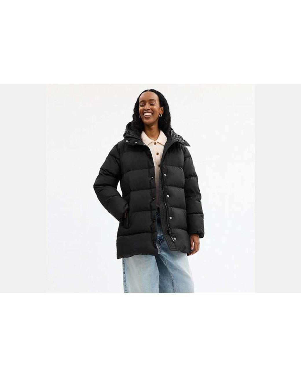 COACH Black Mid Puffer Jacket