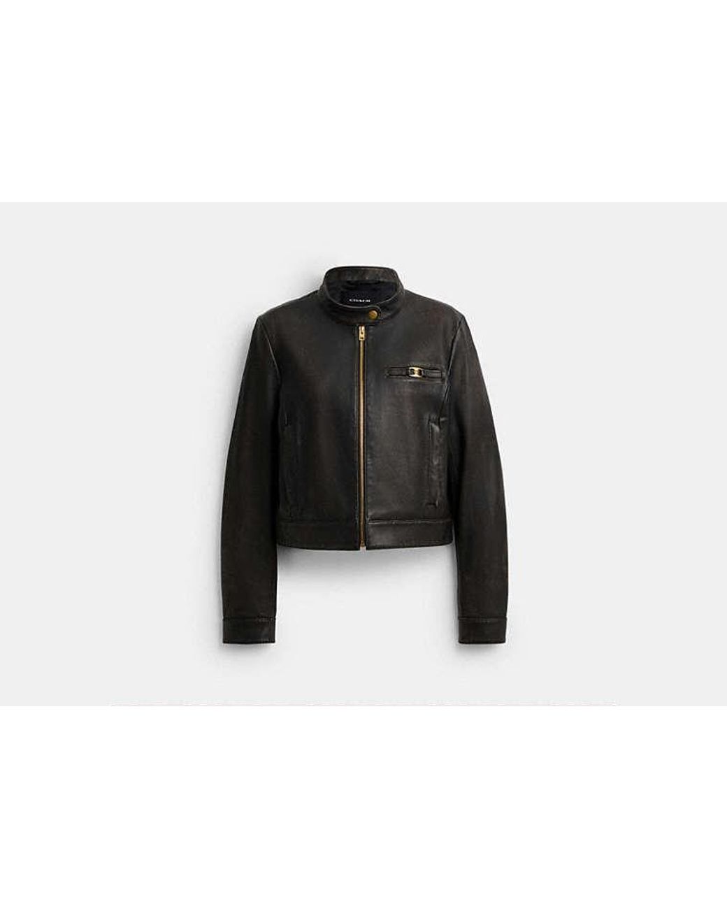 COACH Black Loved Leather Heritage C Racer Jacket