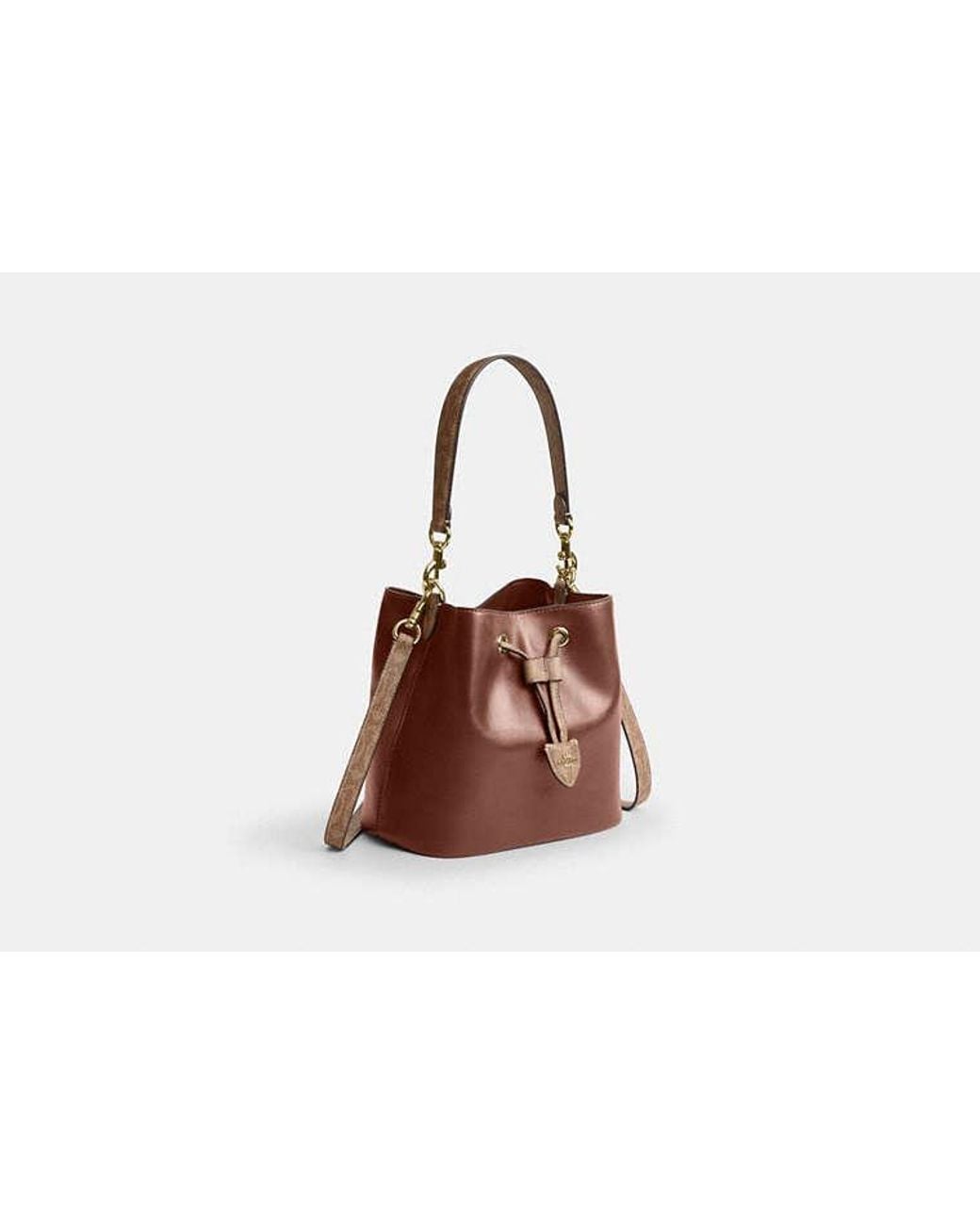COACH Black Rowan Bucket Bag With Signature Canvas