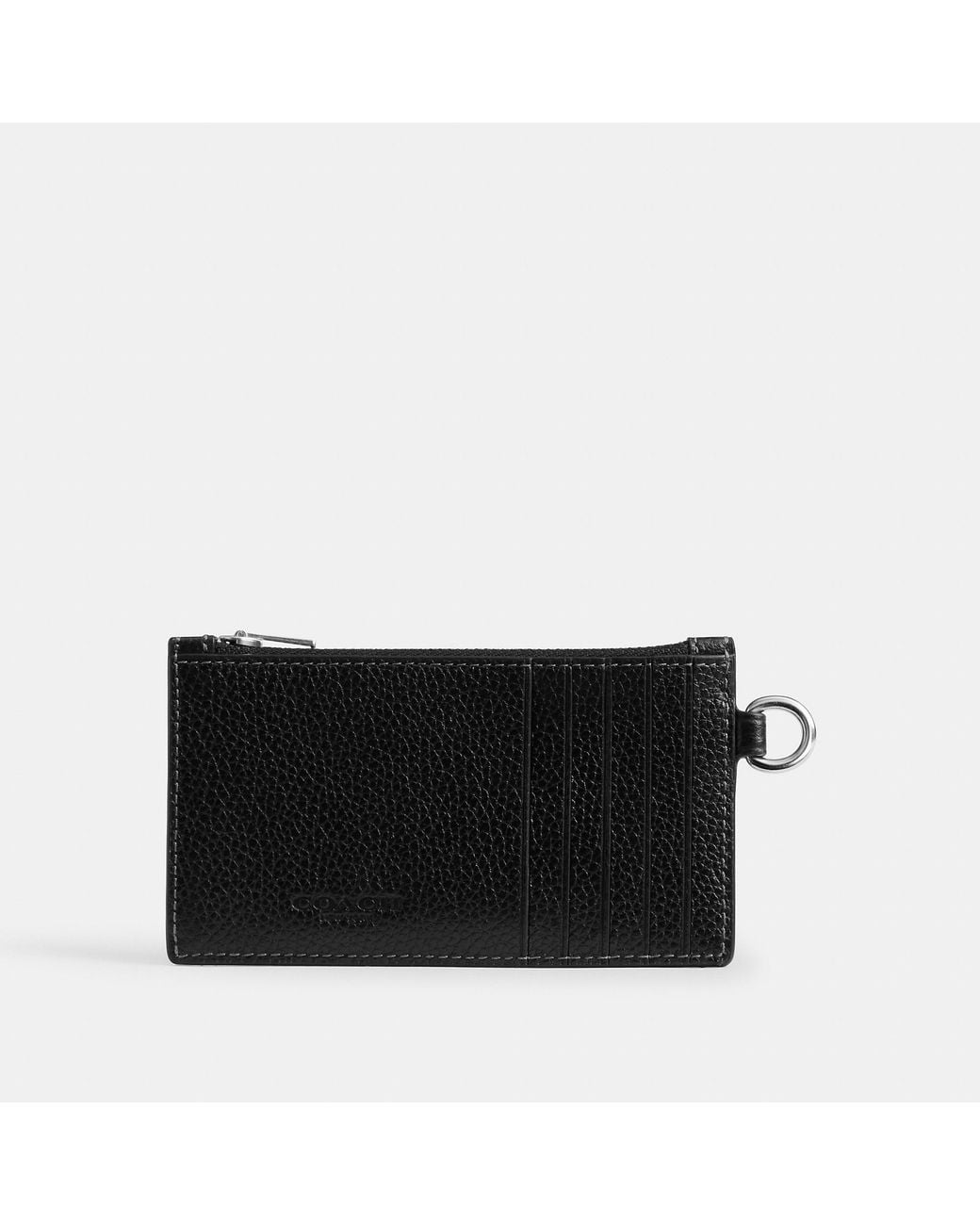 COACH Black Zip Card Case With Chain for men