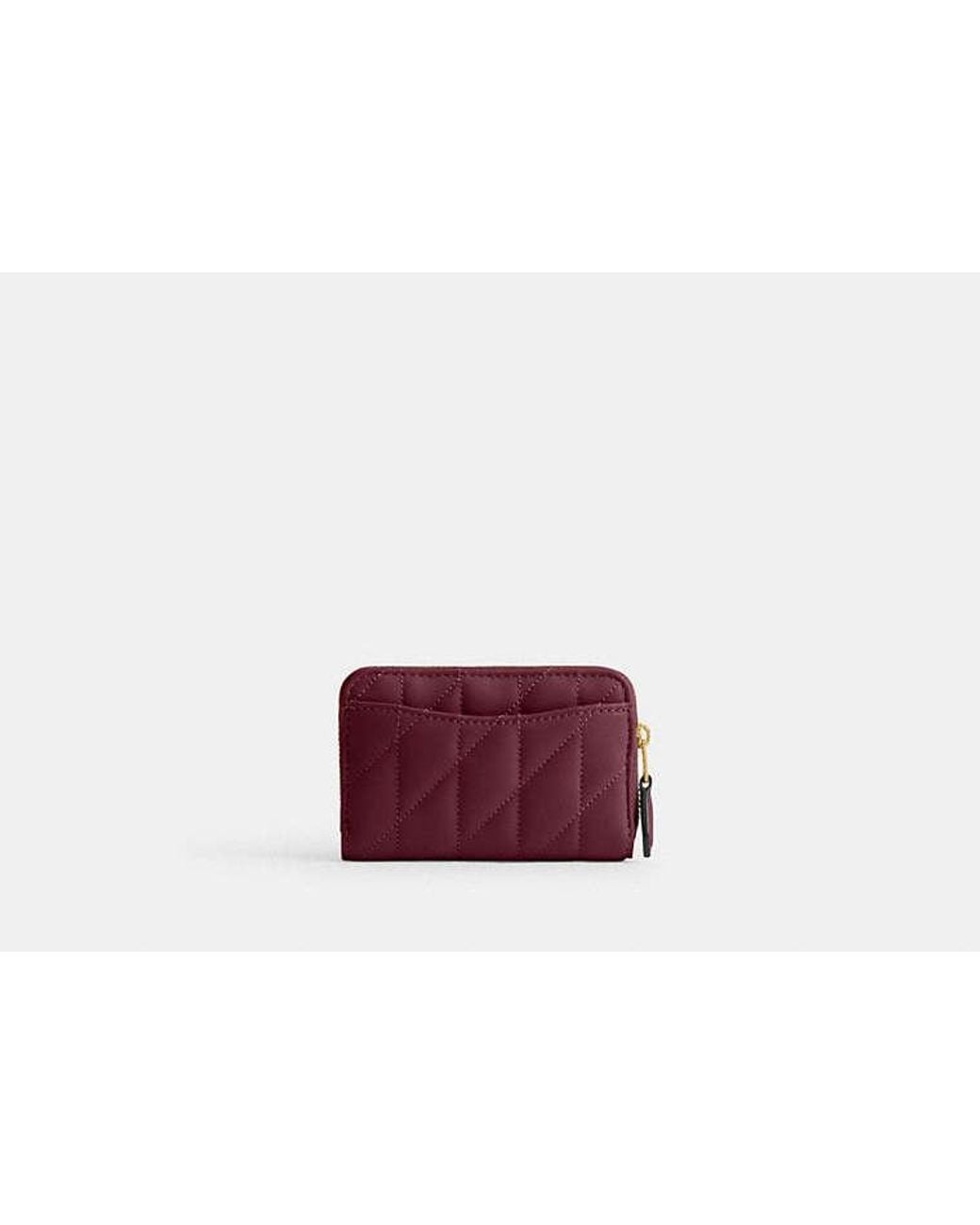 COACH Red Essential Small Zip Around Card Case With Pillow Quilting