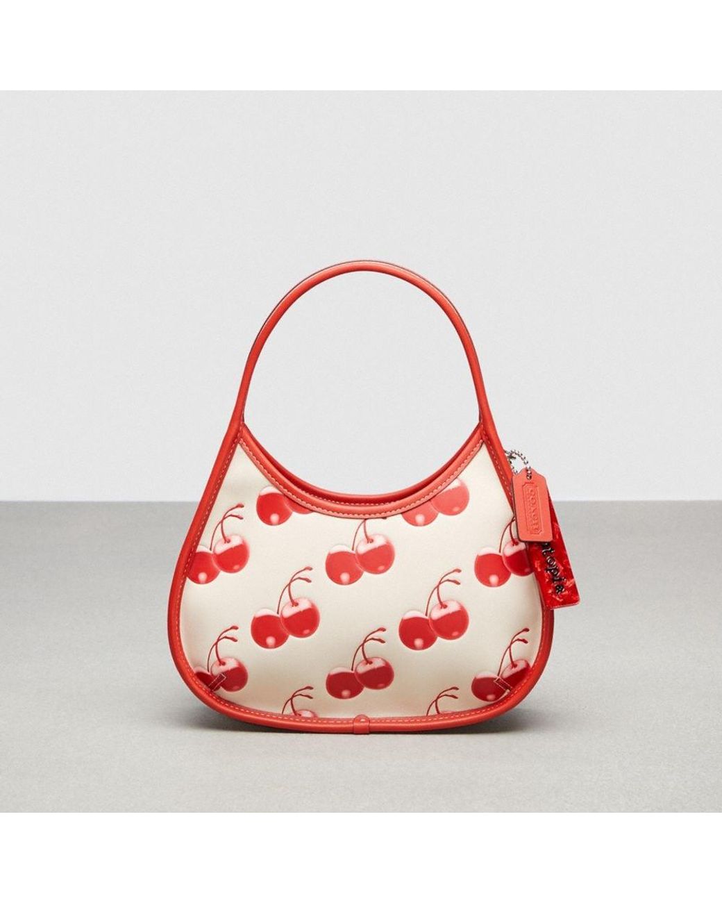 COACH Ergo Shoulder Bag In Topia Leather With Cherry Print in Red | Lyst