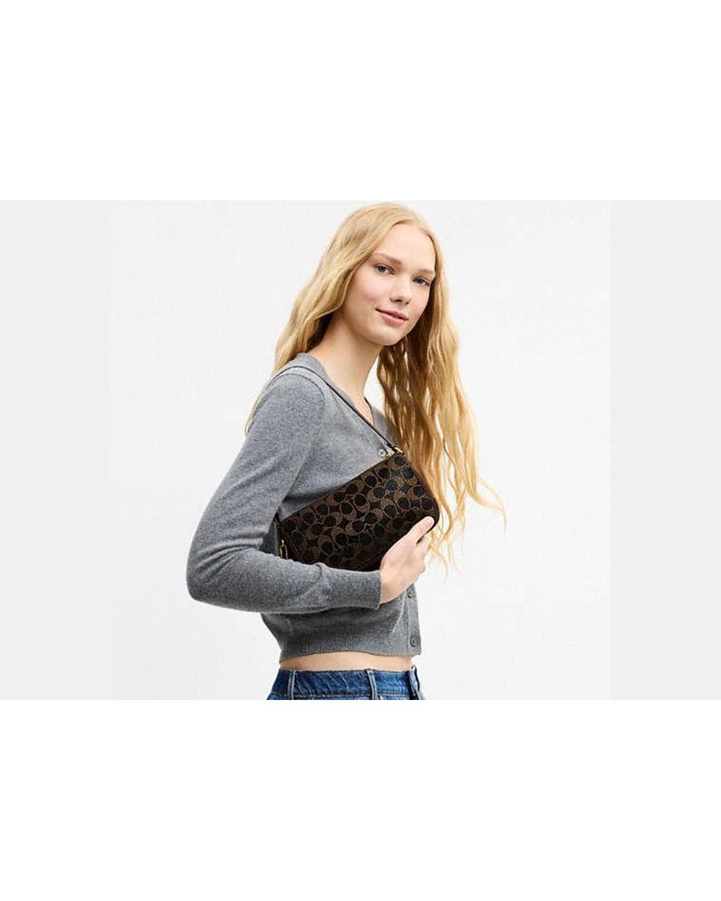 COACH Black Plaza Bag With Crystal Signature