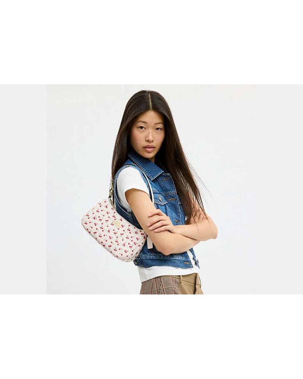 COACH Black Teri Shoulder Bag With Cherry Print