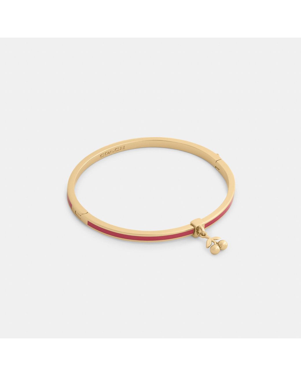 COACH Metallic Cherry Charm Enamel Thin Hinged Bangle