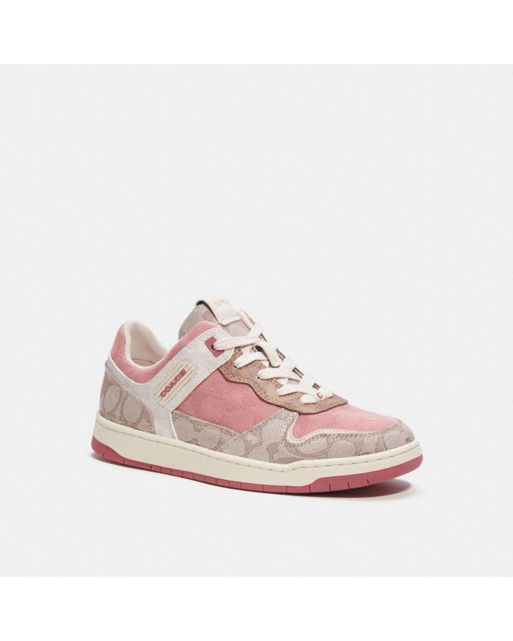 COACH C201 Low Top Sneaker In Signature in Pink | Lyst
