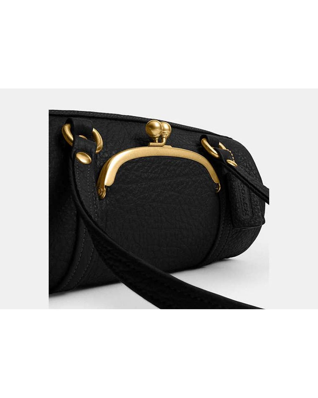 COACH Black Kisslock Barrel Bag 28