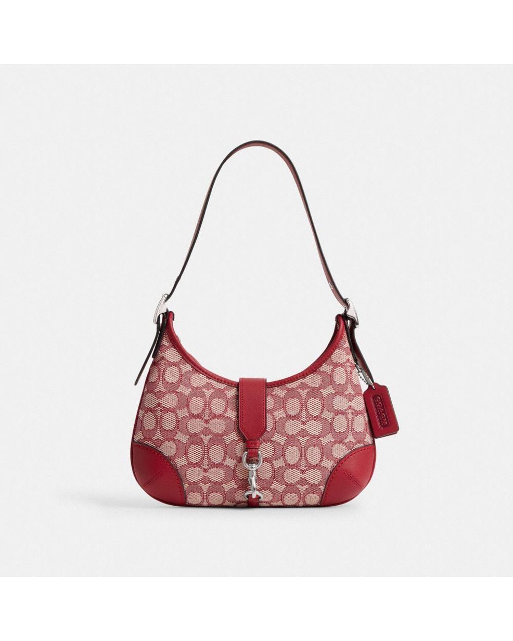 バッグ Coach Hobo Red Hand Bag Signature COACH Hamptons Hobo Bag In Signature Textile Jacquard in Red | Lyst