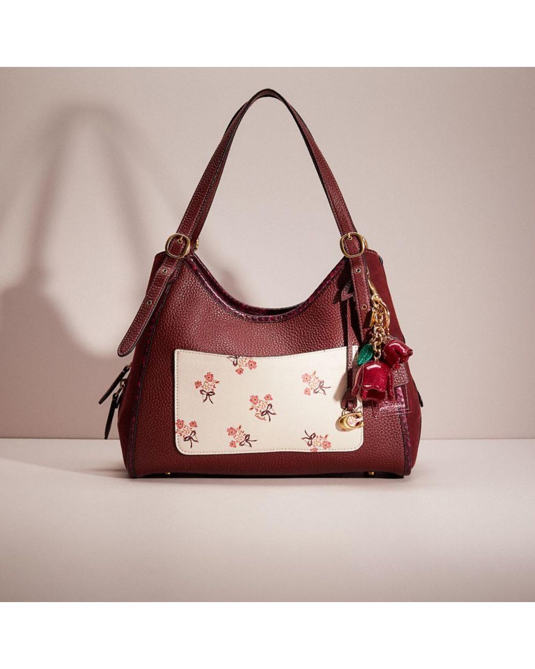 COACH Upcrafted Lori Shoulder Bag With Snakeskin Detail in Pink Lyst