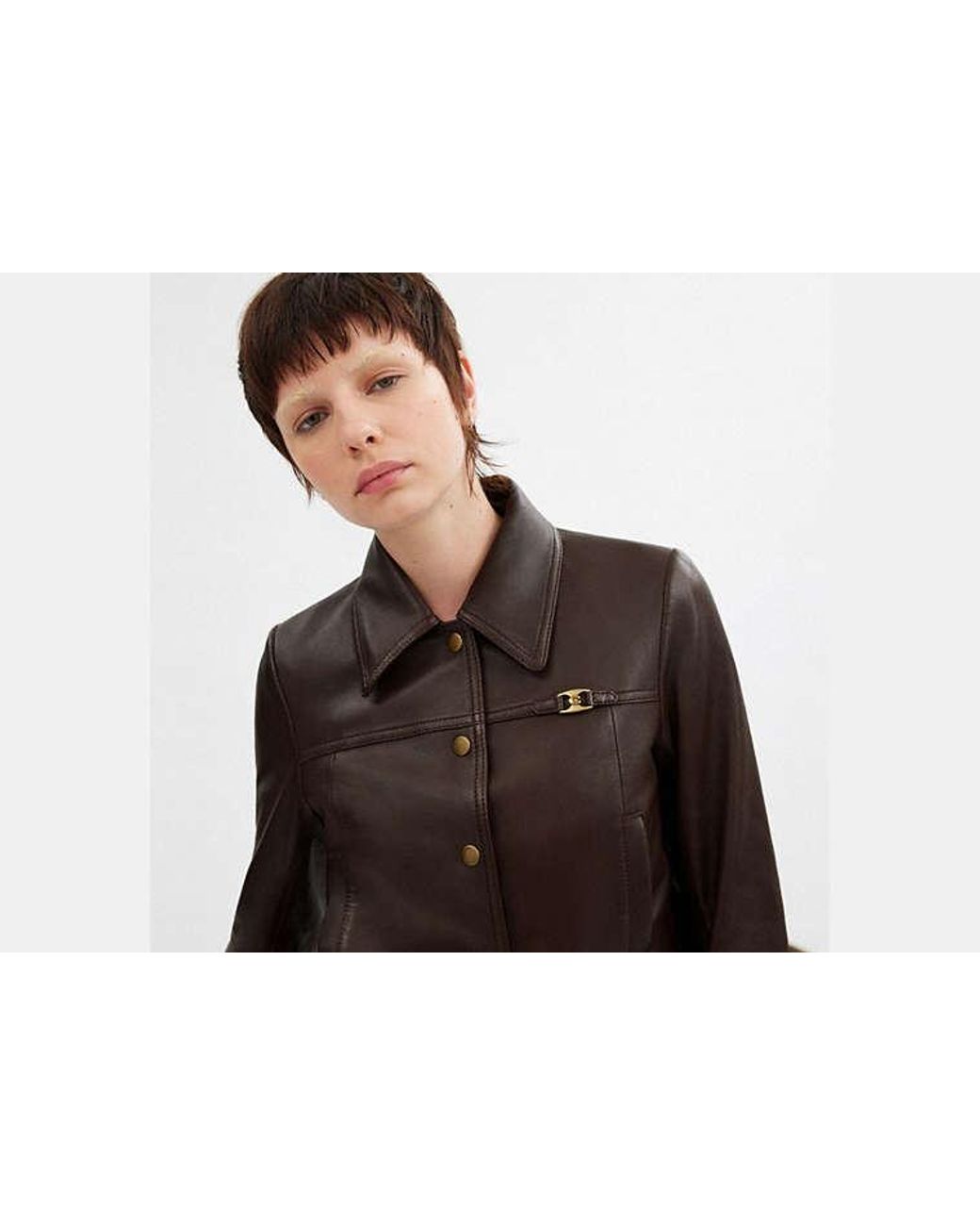 COACH Black Heritage C Snap Front Shrunken Jacket