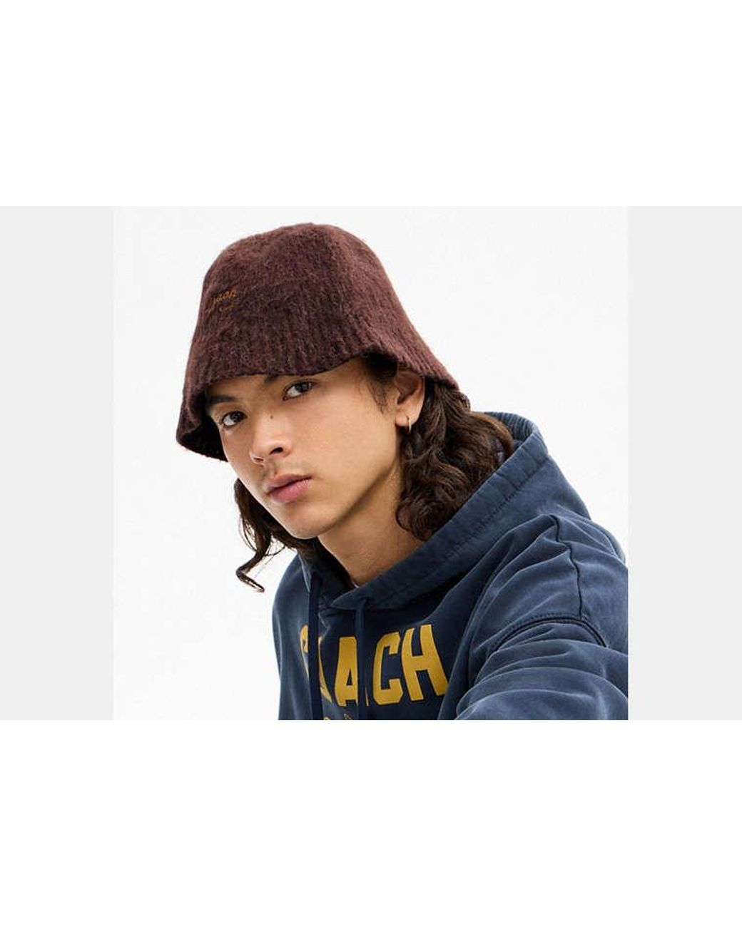 COACH Brown Knit Bucket Hat