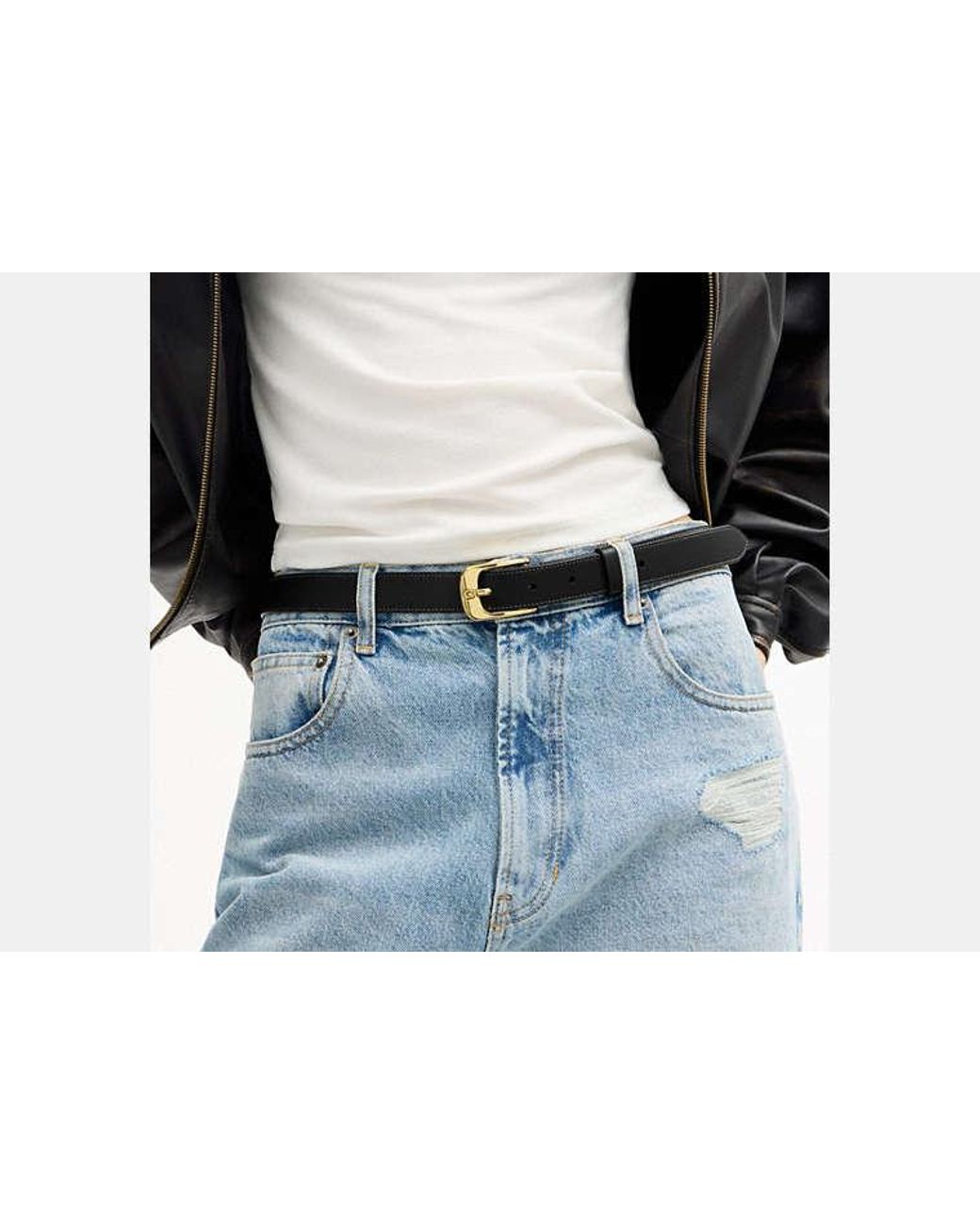 COACH Black C Harness Buckle Belt, 25Mm