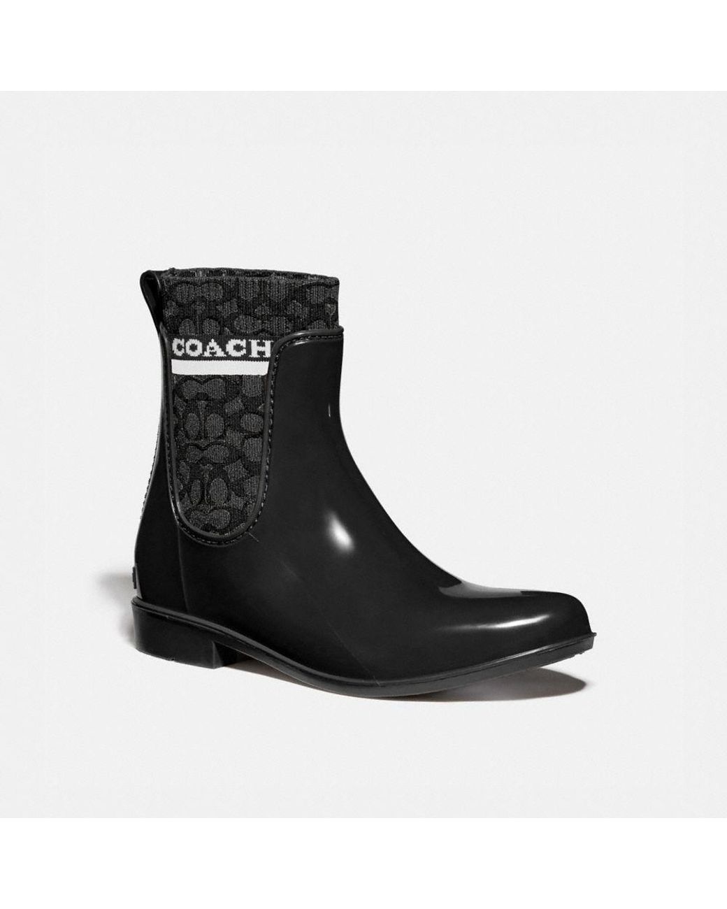 COACH Rubber Rivington Rain Bootie in Black Lyst