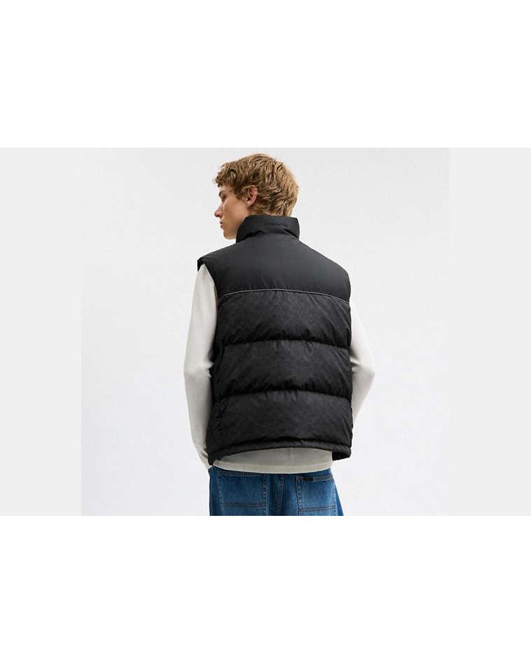 COACH Black Signature Down Vest for men