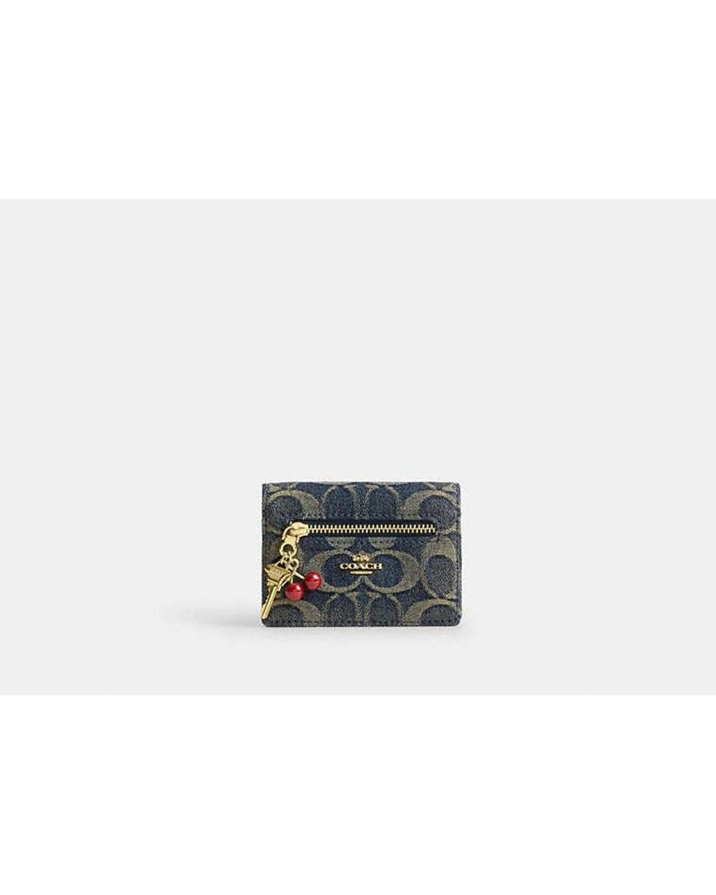 COACH Black Card Case With Charms