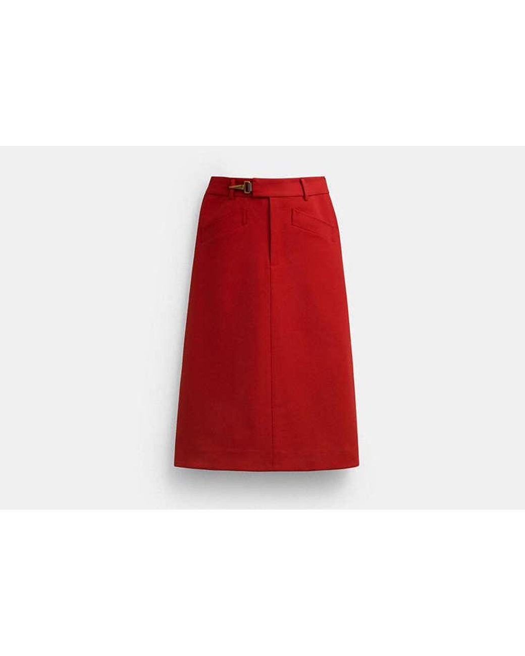 COACH Red Solid A-Line Skirt