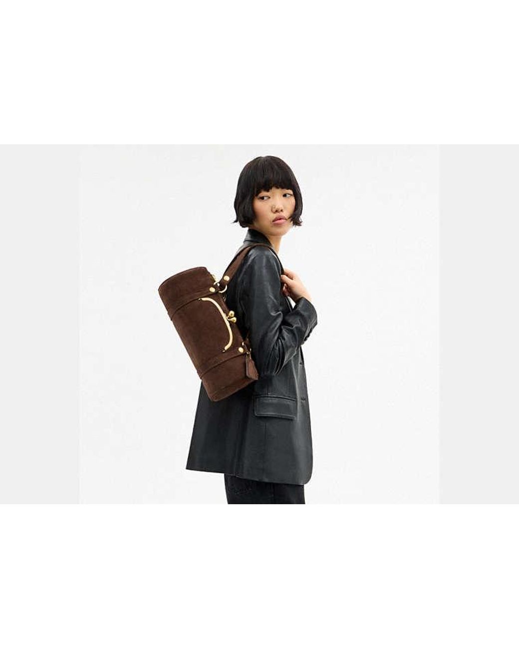 COACH Black Kisslock Barrel Bag