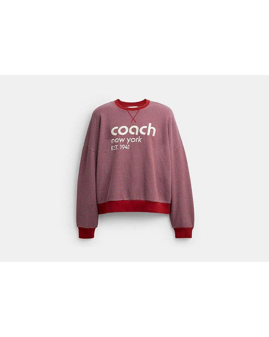 COACH Red Striped Crewneck Sweatshirt for men