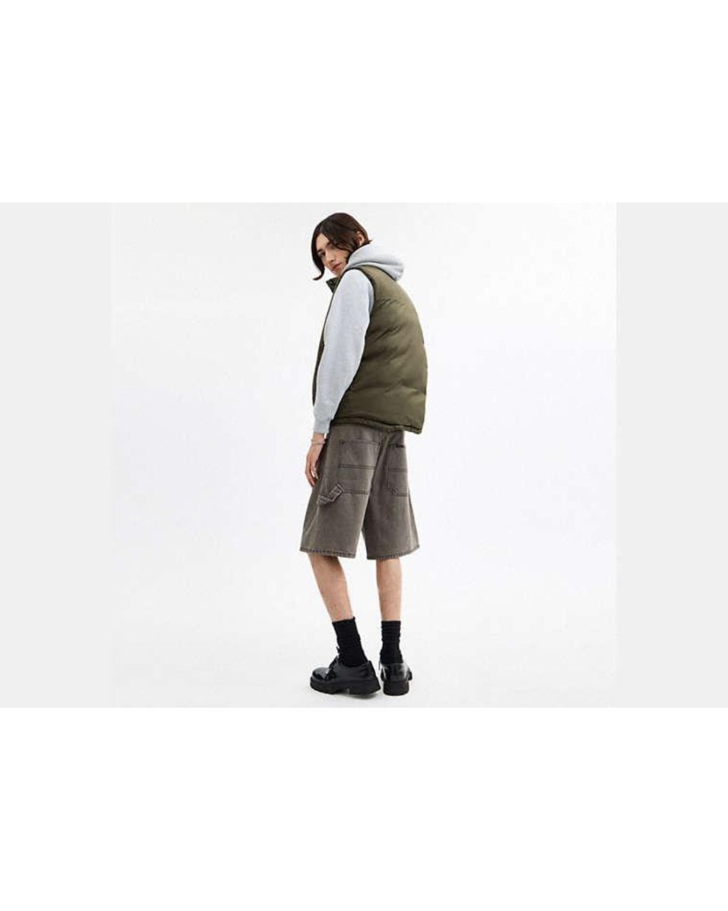 COACH Green Reversible Colorblock Down Vest for men