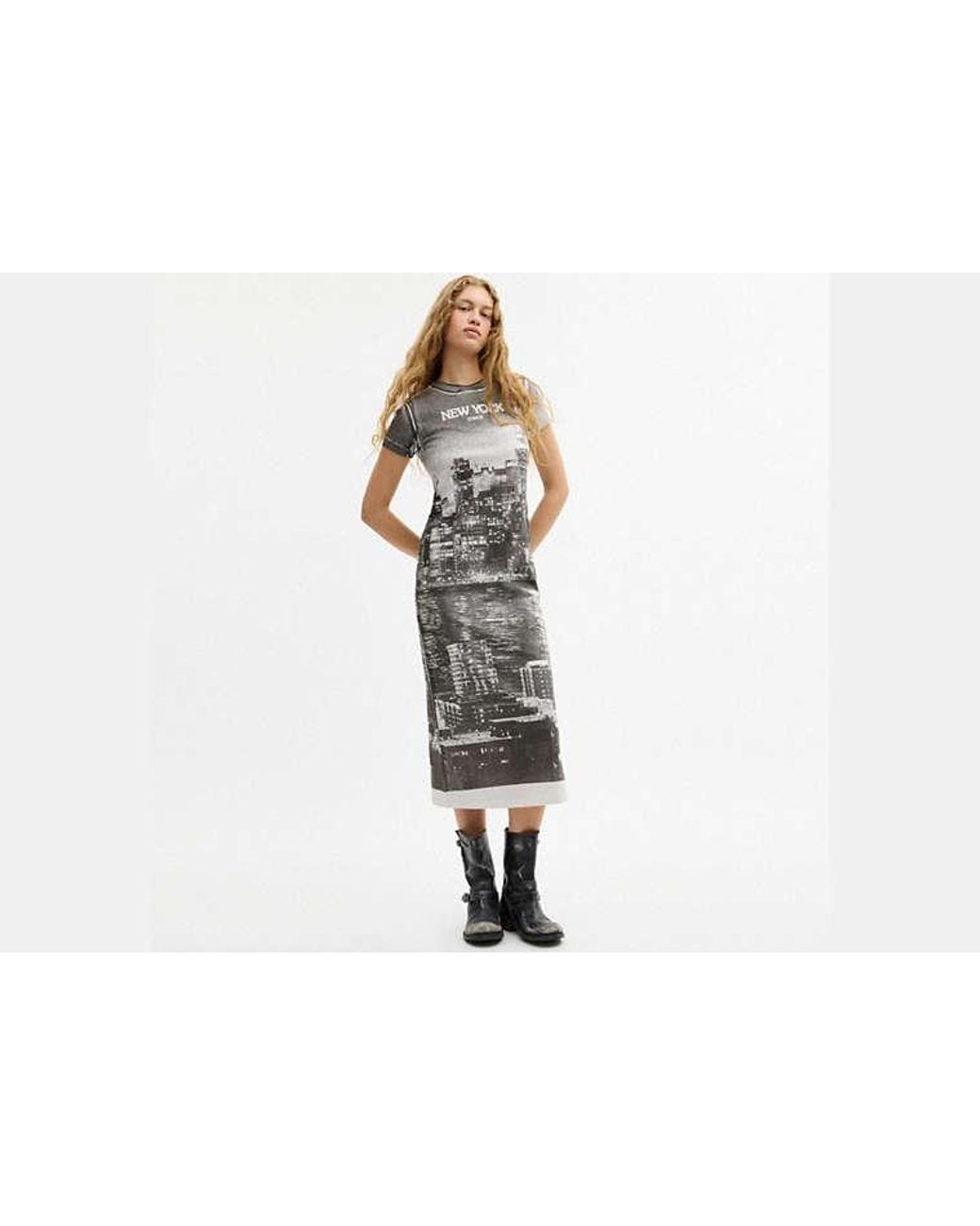 COACH Black Postcard Graphic T-Shirt Dress