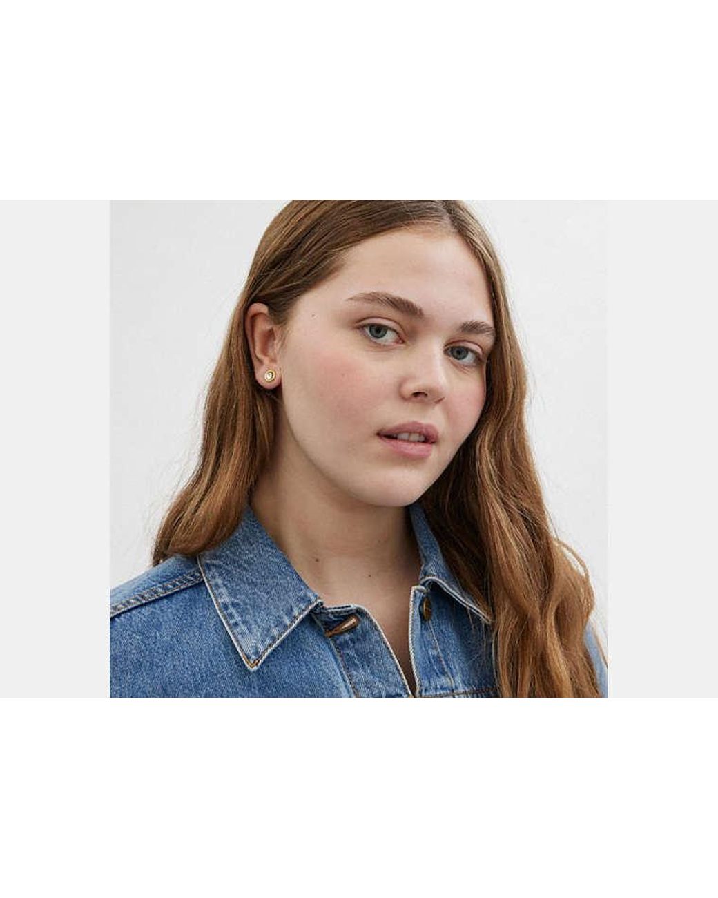 COACH Black Halo Round Stud Earrings